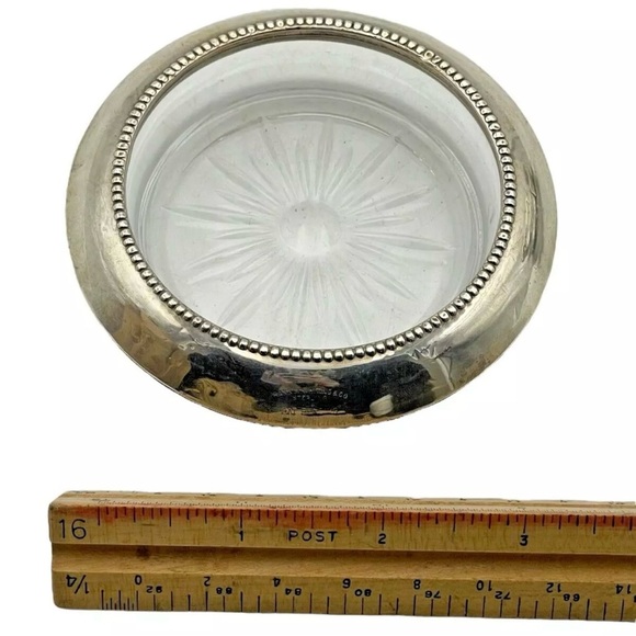 Frank M Whiting Sterling Silver Encased Glass Coaster - Picture 7 of 7